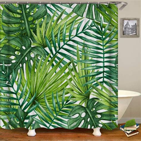 Green Plant 3d Digital Printed Polyester Shower Curtain