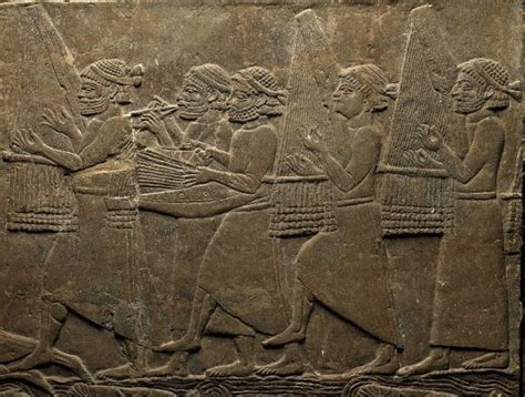 Elamites Celebrate With Music On Harps Limestone Wall Panel Relief