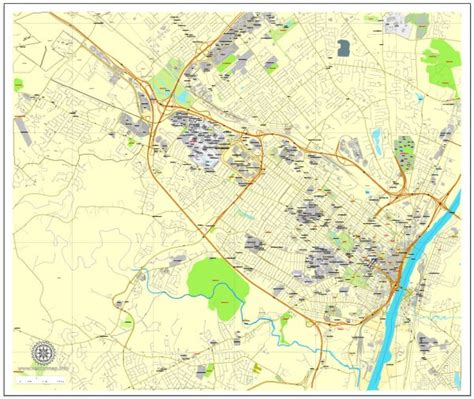 Albany Map New York Us Printable Detailed Street Map Full Editable