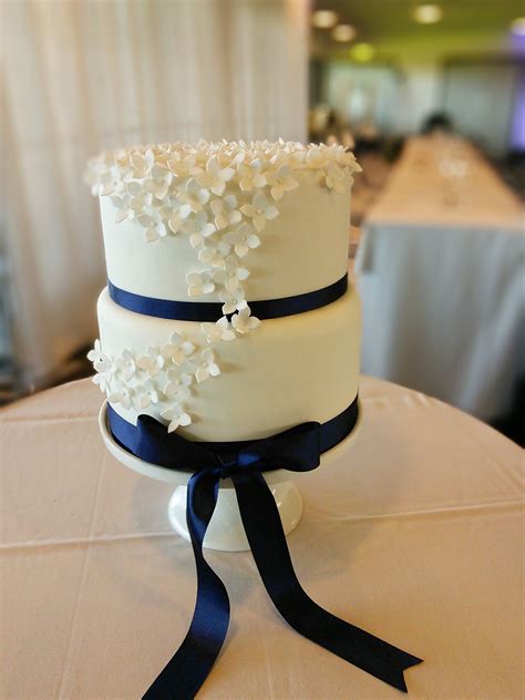 Navy Blue And White 2 Tier Wedding Cake Navy Blue Wedding Cakes