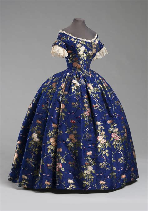 Circa 1850 Silk Brocade Dress Bodice Skirt And Underbodice