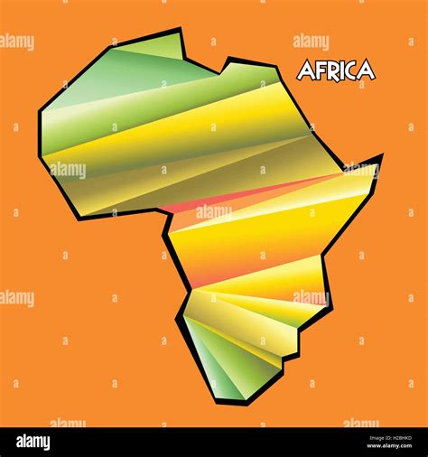 Digital Vector Africa Map With Abstract Colored Triangles And Black