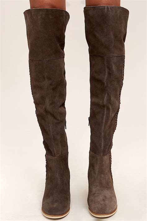 Coconuts Muse Choco Boots Suede Leather Boots Over The Knee Boots