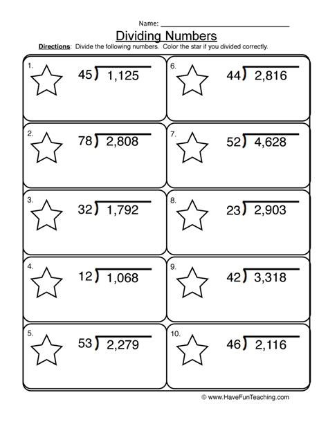 Division Worksheets 4 Numbers Divided By 2 Numbers