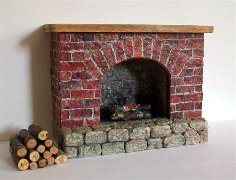 Miniature Brick And Stonework Fireplace 1 Inch Dollhouse Scale