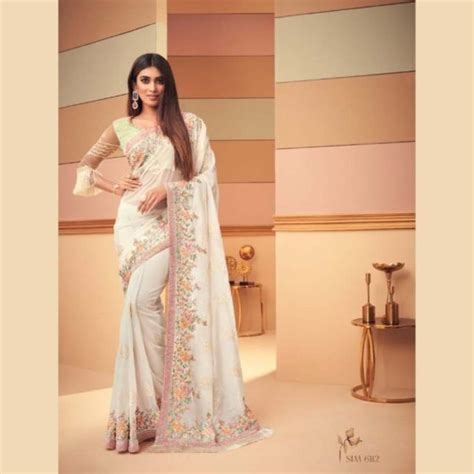 White Normal Engagement Saree Sri Lanka Sri Lanka Online Saree Shopping