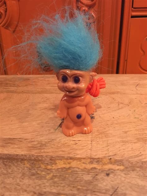 Vintage Troll Doll Blue Hair Holds Bubbles Troll Vintage Etsy