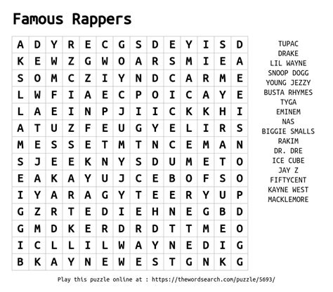 Download Word Search On Famous Rappers