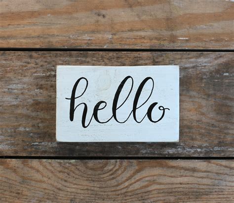 Hello Small Wood Sign Hand Painted In The Usa The Weed