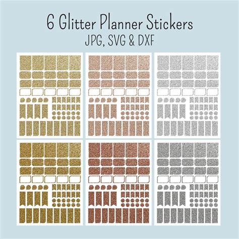 Planner Sticker Templates Svg Png Dxf Ai Files Includes White Overlay