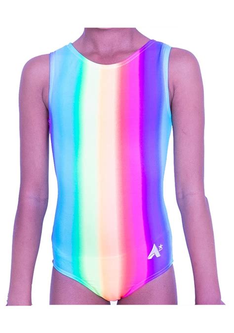 Rainbow Sp L127 Girls Sleeveless Gymnastics Leotard In Rainbow A Star Leotards