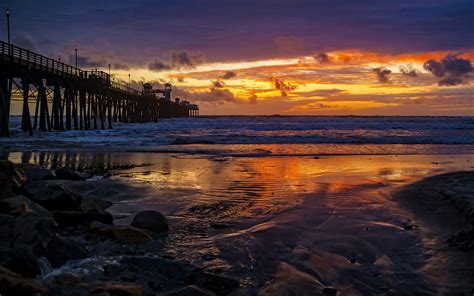 Sunset Oceanside Coastal City In California Known By Harbor Harbor