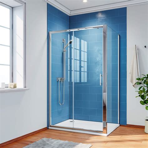buy elegant 1200 x 700 mm sliding shower enclosure 6mm safety glass reversible bathroom cubicle