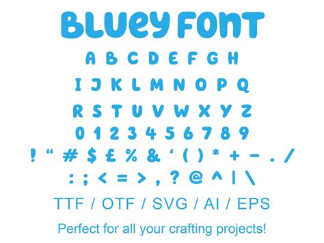 Bluey Font Ttf Otf Svg Eps Silhouette Circuit Etsy België