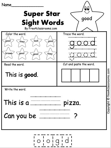 Free Sight Word Worksheet Good Free4classrooms