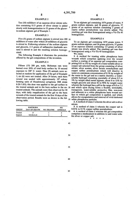 Patent Us4391799 Protective Gel Composition For Treating