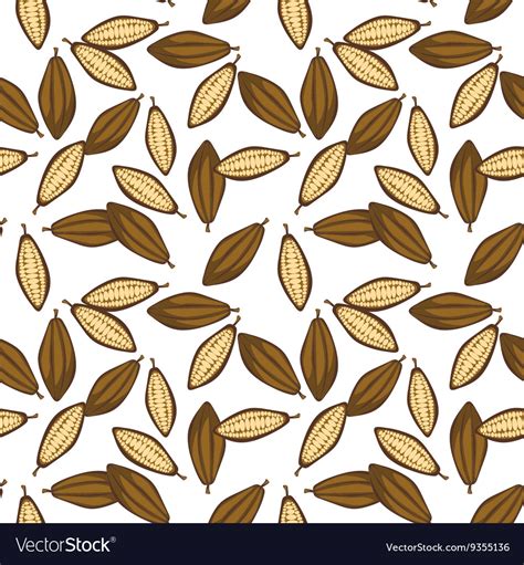Cocoa Beans Seamless Pattern Chocolate Background Vector Image