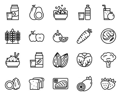 Icono Y Símbolo De Contorno De Alimentos Saludables Para Sitio Web