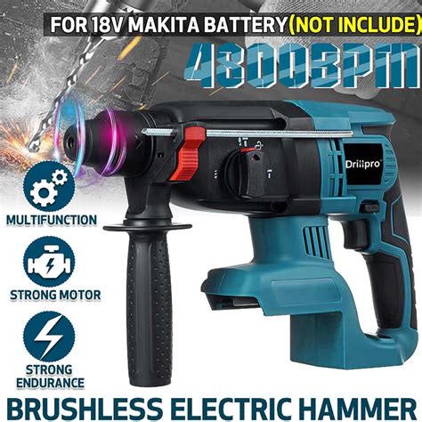 18V 4 Functions Electric Brushless Cordless Rotary Hammer Drill