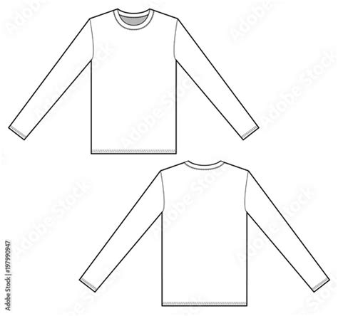 Long Sleeve T Shirt Set Fashion Flat Technical Drawing Template Stock