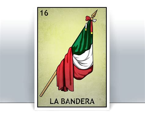La Bandera Loteria Card The Mexican Flag Mexican Bingo Art