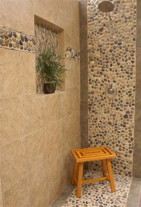 This is our natural river rock counter for our rustic , nature like half bath off our family room. Fuda Tile Stores | Bathroom Tile Gallery