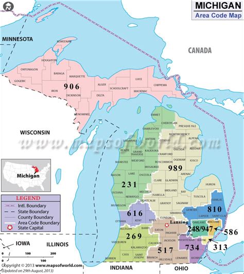 Map Of Michigan Area Codes Sam Leslie