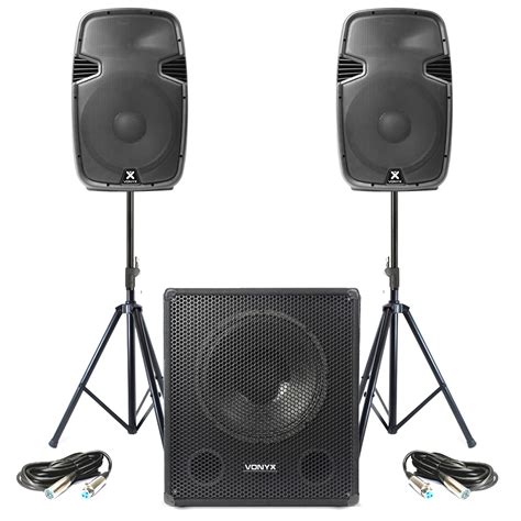 Vonyx 15 Spj 1500a Active Speakers Swa15 Subwoofer Sky Stands 5055839181357 Ebay