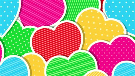 download cute colorful art deco hearts wallpaper