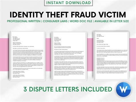 Identity Theft Fraud Victim Credit Dispute Letter Template - Etsy