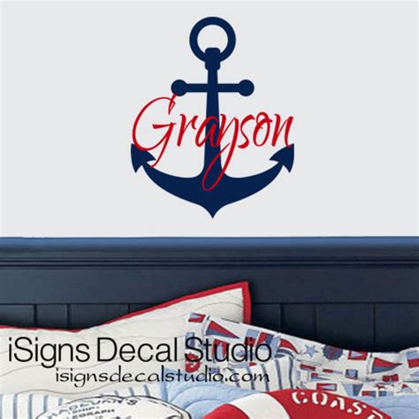 Nautical Wall Decal Anchor Decal Custom Name Decal Vinyl Etsy