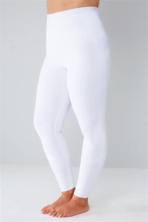 white tummy control soft touch leggings plus size 14 to 36
