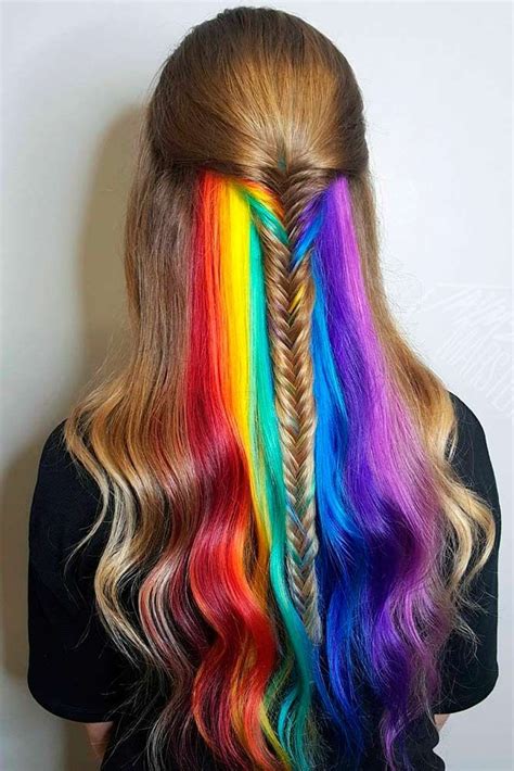 chic hidden rainbow hair is the magic you need to be trendy hidden rainbow hair rainbow hair