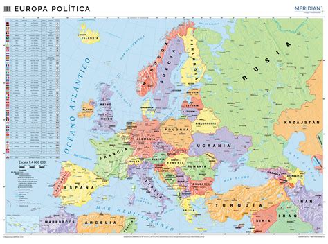 Europa Política Mapa ścienna W Języku Hiszpańskim
