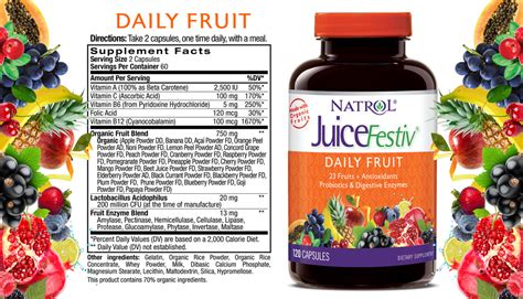 Natrol Juicefestiv Daily Fruit And Veggie 240 Capsules Vitamin Cabin