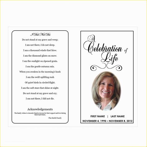 Celebration Of Life Cards Templates Free Of Celebration Of Life Funeral