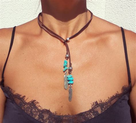 Boho Necklace For Women Lariat Necklace Turquoise Necklace Etsy In