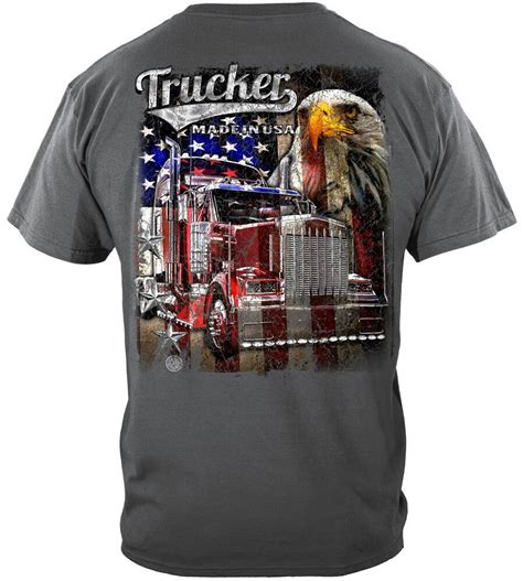 Truck Driver T Shirt 18 Wheeler Semi Truck Usa American Flag Trucker