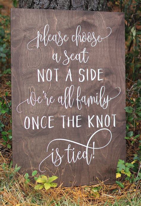 Choose A Seat Not A Side Sign Rustic Wedding Sign No