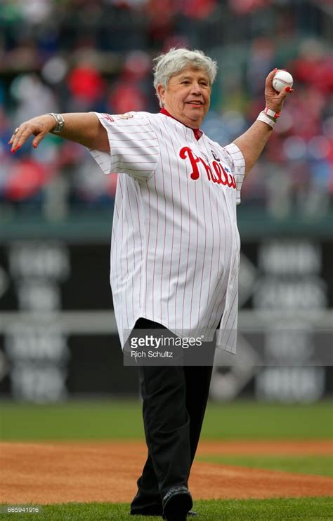 sylvia green[widow of dallas green who had died in march] throws out the first pitch at cbp for