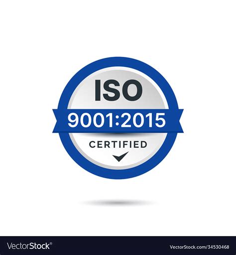 Iso 9001 Certified Badge Logo Design Professional Vector Image