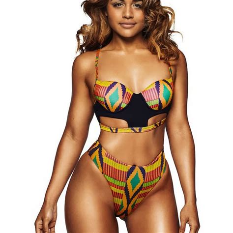 sexy south african golden bikini high waist swimsuit two pieces swimwear women bathing suit
