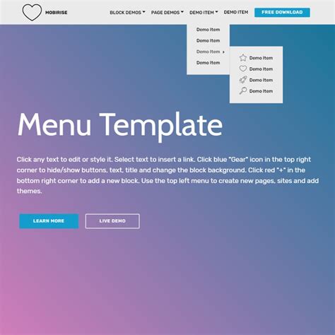 Free Bootstrap Template Intended For Free Css Navigation Menu Templates Professional