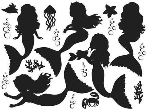 Mermaid Silhouette Clipart Vector Mermaid Silhouette Etsy Fairy