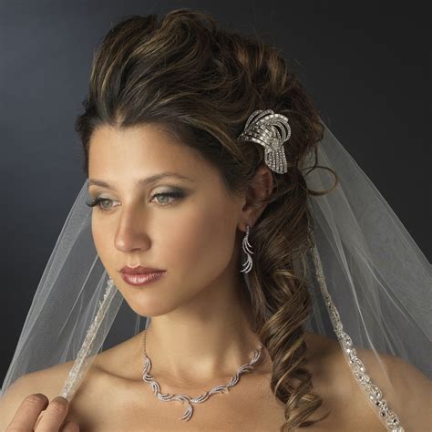 Antique Silver Clear Rhinestone Vintage Clip Elegant Bridal Hair