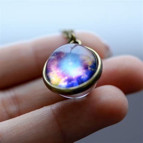 Nebula Galaxy Pendant Arts Crafts Glass Pendant Necklace Galaxy