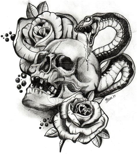 Snake And Skull Design Skull Tattoo Skulls Drawing Snake Tattoo