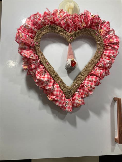 Heart Shaped Wreath Door Decoration With Gonk Gnome And Ribbon Etsy