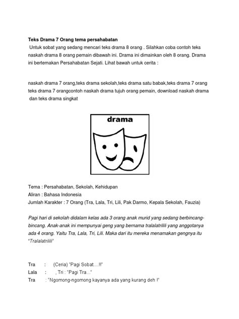 Contoh Naskah Drama Musikal 15 Orang - Aneka Macam Contoh