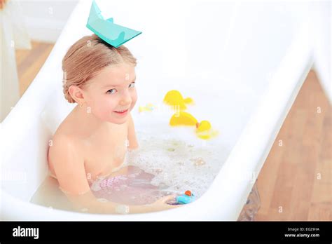 Cute Little Girl In The Bathroom Stock Photo Alamy